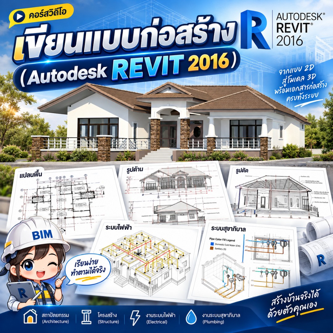 Course - เขียนแบบก่อสร้าง (Autodesk REVIT 2016)